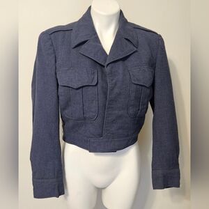 Aviator Women's Blue Cropped Jacket Size 37 (small)